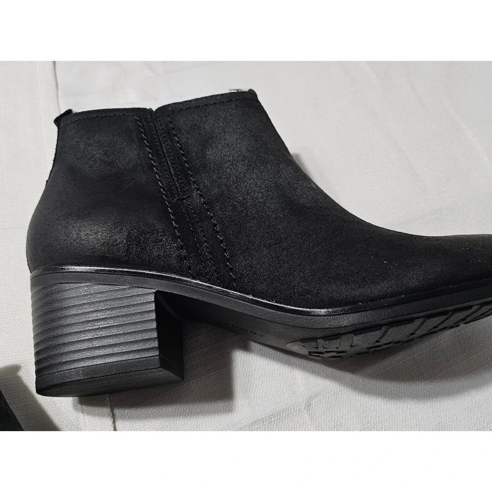 Rockport‎ Dorset Black Leather Ankle Boots Block Heel Side Zip CH0205 Womens 8.5